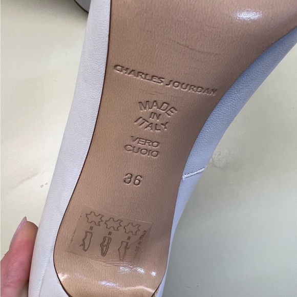 Charles Jourdan made in Italy polka dot bow Black and White  peep toe Heels - Picture 4 of 9